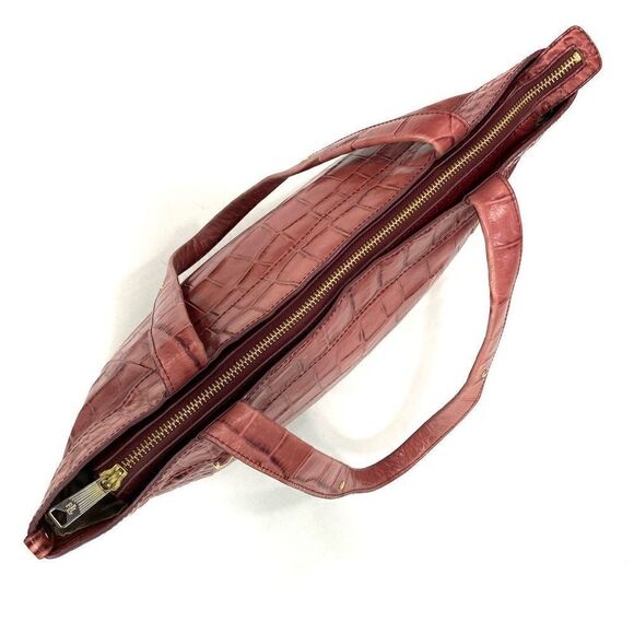 Lauren Ralph Lauren Red Croc-Embossed Tote - Picture 5 of 15